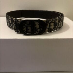 Dior Black and Gray Monogram Belt